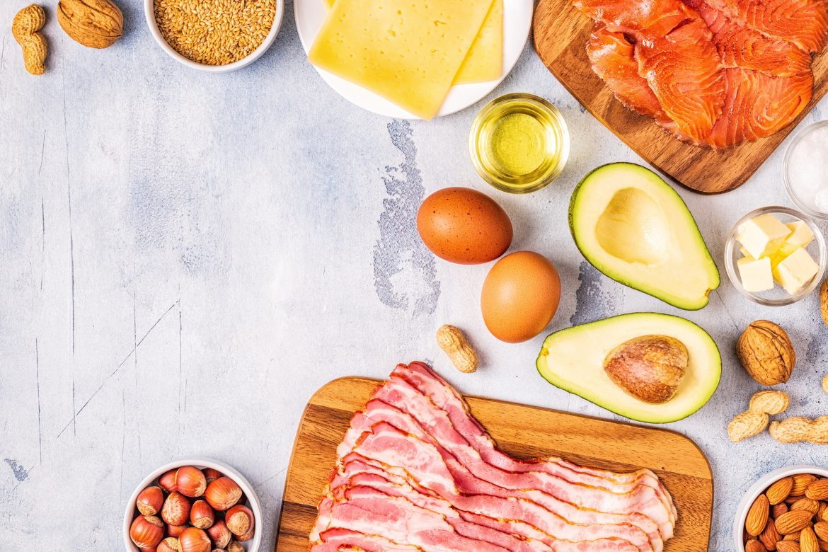 Keto, ketogenic diet, low carb, healthy food background.